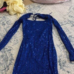 Lucy in the Sky Blue Sequin Long Sleeve Dress